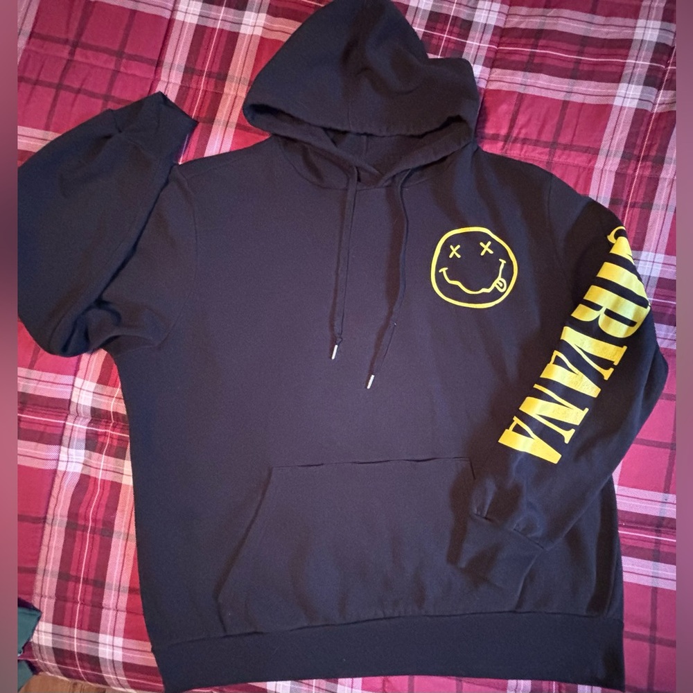 NIRVANA Black Hoodie with Yellow Smiley